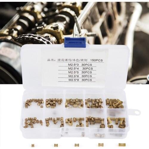 150Pcs/Set M2.5 Brass Insert Nut Cylinder Knurled Nuts Round Molded-in Insert nut Embedded Nuts Assortment Kit Best Offer