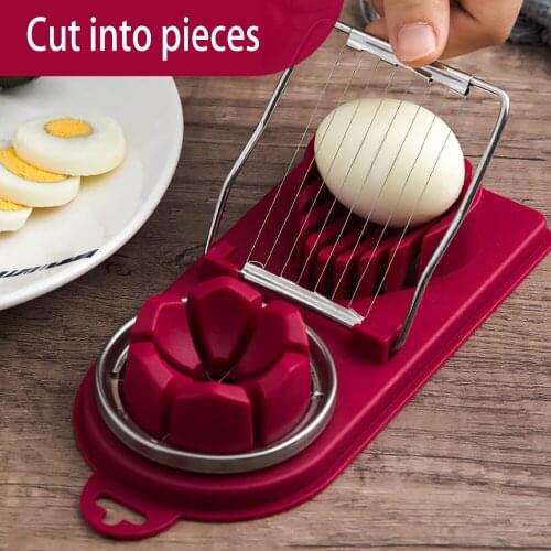 Multifunctional 2 in 1 Egg Cutter Stainless Steel Egg Slicer Sectioner Cutter Mold Flower-Shape Luncheon Meat Cutter Gadgets