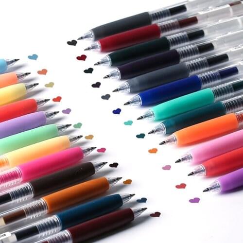 24 Colors Gel Pen Retractable Bullet 0.5mm Refills Morandi Colored Pen Children Painting Graffiti Hand Account Supply Stationery