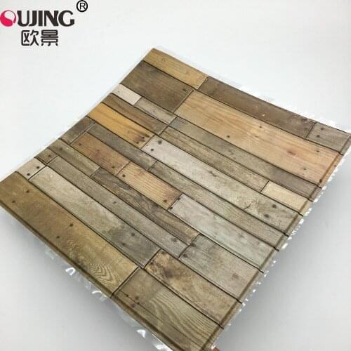 3D Wood Grain Pattern Emboss Tiles Wall Sticker 30*30cm*10pcs Bathroom Tile Waist Line Wall Decals Waterproof Vinyl Art Mural