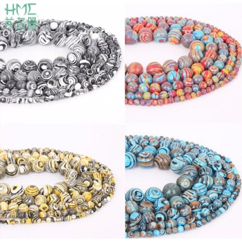 4/6/8/10/12mm 32-95pcs Synthesis Yellow Multicolor White Malachite Stone Beads For Jewelry Making Bracelet Necklace Earrings DIY