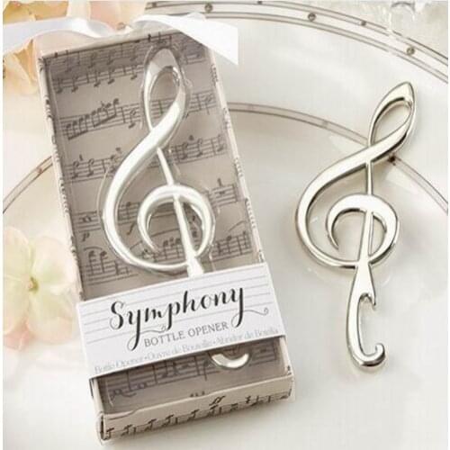 50pcs NEW Wedding Favors Gift Symphony Chrome Music Note Bottle Opener Party Favor Top Quality