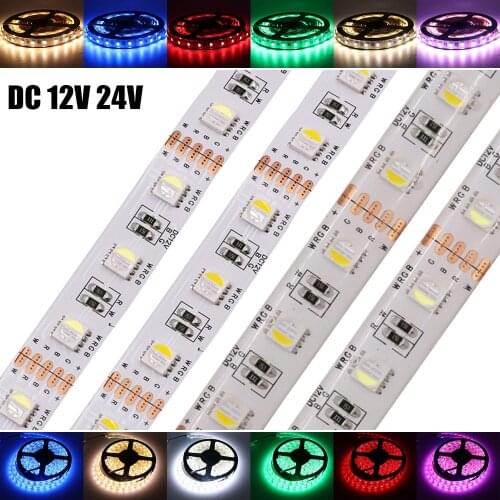 5m DC 12V 24V RGBW/RGBWW 4 color in 1 led chip 60Leds/m 300leds Waterproof 5050 SMD Flexible Ribbon LED Strip Light