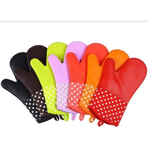 50pcs/lot Cooking Baking BBQ Oven Pot Holder non-slip Mitt Kitchen finger gloves heat resistant silicone gloves for kitchen