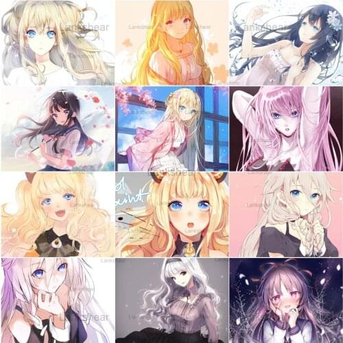 5D Diamond Cartoon Anime Girl Image Paintings Embroidery Cross Stitch Mosaic Full Round Square Drill Kits Home Decoration Gifts