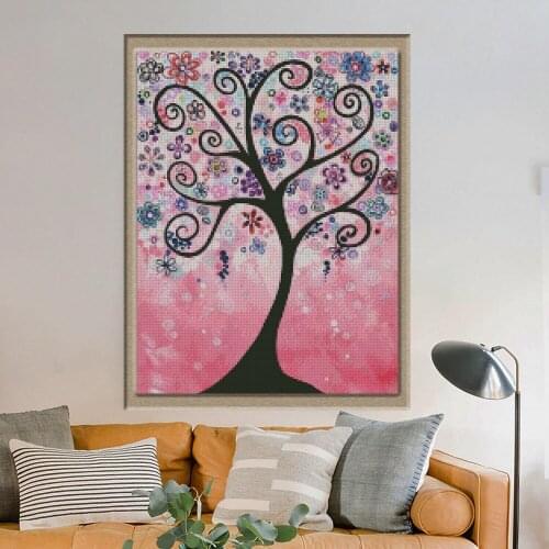5D Diamond Painting Scenery Tree Full Square/Round Diamond Embroidery Landscape Picture Of Rhinestone Mosaic Flowers Home Decor