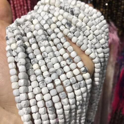 Natural White Turquoi Stone Loose Beads Square Stone Beads for Women Jewelry Making Bracelet Necklace Size 5x5mm