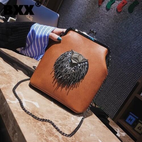 [BXX] Ladies Vintage PU Leather Bags Women 2021 Fashion Branded Chain Crossbody Hand Bag Lady Trend Handbags and Purses CB223