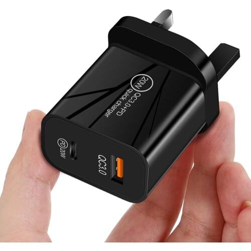Quick Charge 3.0 PD USB Charger 20W USB Type C Fast Charger Power Adapter For iPhone 12 8 Plus Xiaomi Mobile Phone EU/US/UK Plug