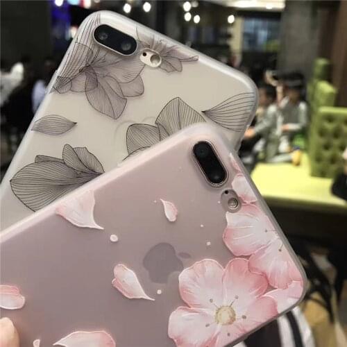 Case on For iPhone 7 8 Plus X XS XR Fundas Apps Icon Soft back Cover on For iPhone 6 6S 7 8 Plus X XR Cute Flower Silicone case