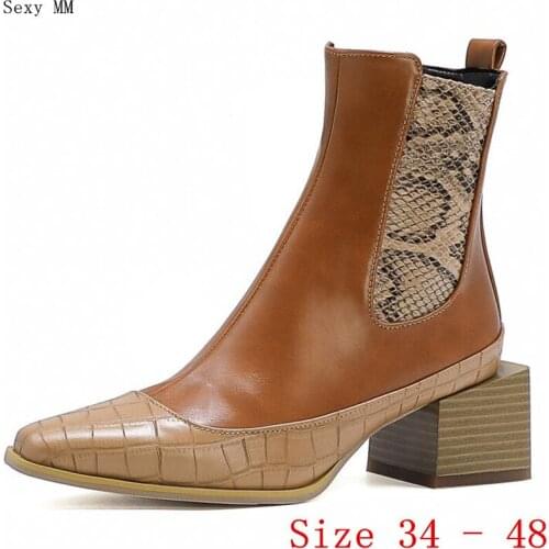 Spring Autumn High Heels Ankle Boots Women Short Boots Ladies Shoes botas botte femme Plus Size 34 - 40 41 42 43 44 45 46 47 48