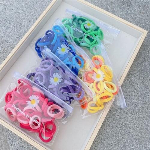 50Pcs/Lot Kids Hair Accessories Candy Color Tie Rubber Band Cute Seamless Towel Ring Ropes Mini 2cm Elastic Hair Bands for Girls
