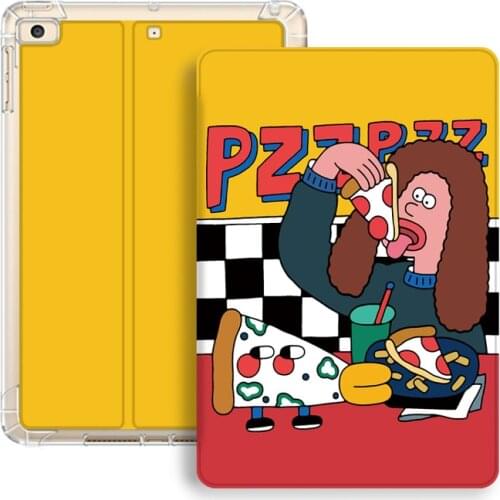 For Ipad Pro 11 2020 2021 Air 4 5 Mini 4 5 Case Three-fold Pen Slot Cartoon Pattern Silicone Soft Shell