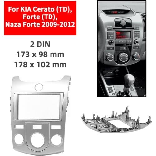 Double Din Radio Fascia for KIA Cerato (TD)/Forte (TD)/Naza Forte 2009+ Panel Dash Mount Installation Trim Kit Face Black Frame