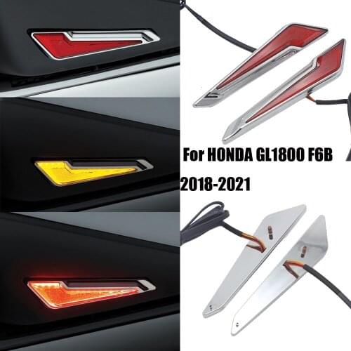 Chrome Led Turn Signal Side Saddlebag Lnserts For HONDA GL1800 F6B 2018-2021 Gold Wing Decorative Lamp LED Marker Light Set 2020