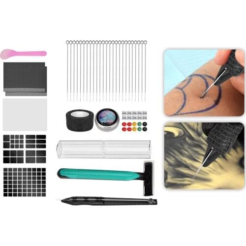 Tattoo DIY Tools Self Hand Poke Pen Tattoo Needles Set Tattooing Art Clean