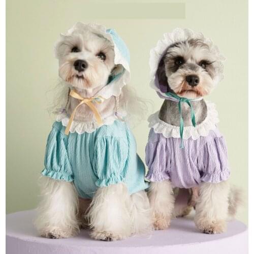Lace Solid Color Dog Dresses for Small Dogs Cute Cotton Puppy Clothes Girl Summer Soft Teddy Schnauzer Dog Costumes Dropshipping