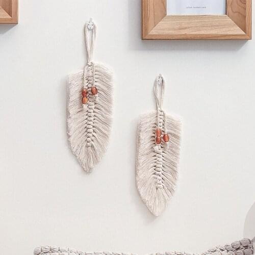 Macrame Feathers Fringed Wall Tapestry Macrame Wall Hanging Boho Decor Wedding Hangers Headboard Mexican Home Decoration
