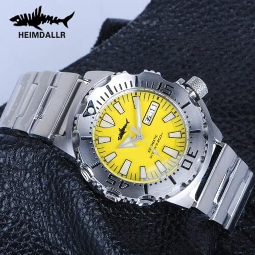 HEIMDALLR Mens Automatic Mechanical Watch NH36A Movement Mnowflake Dial Luminous 200M Diving Mens Watch Monster Reloj de hombre