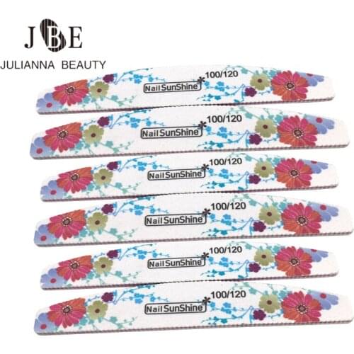 New 100/120 Floral Print Nail File Sanding Buffer Manicuring Buffing Gel Polish Professional Nail Files Double-sided Nail Tool