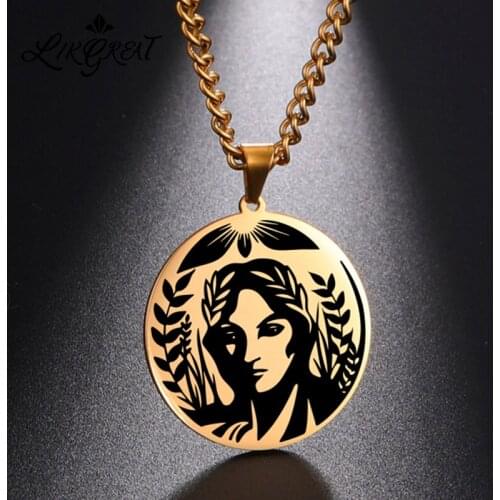 LIKGREAT DEMETER PENDANT NECKLACE GREEK GODDESS OF AGRICULTURE Men Gold Color Stainless Steel Pendant Jewelry SACRED LAW HARVEST
