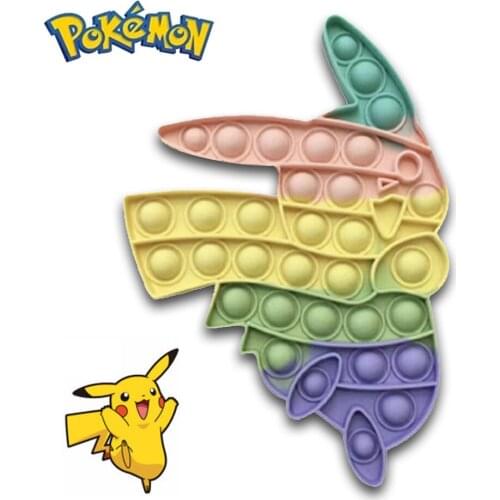 Pokemon Fidget Toys Kawaii Pikachu Anime Anti Stress Push Bubble Figet Keychain Antistress Reliever Kid Funny Birthday Xmas Gift