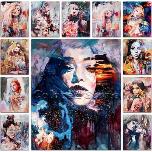 5D Full Square Diamond painting embroidery Cross stitch Beautiful beauty lady Flower eagle fox 3D Round Drill Drawing mosaic 575