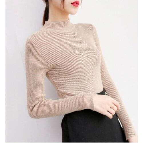 Half turtleneck ladies sweater bottoming shirt autumn winter 2021 new style comfortable versatile fashion knitted top tide s480