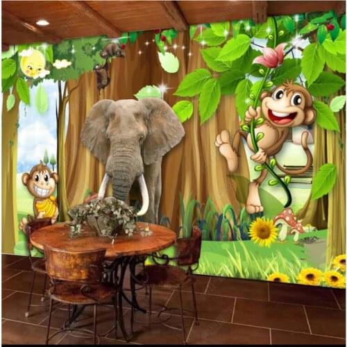 Custom photo wallpaper for walls 3 d murals Modern Beautiful forest tree elephant fresh childrens room background wall painting