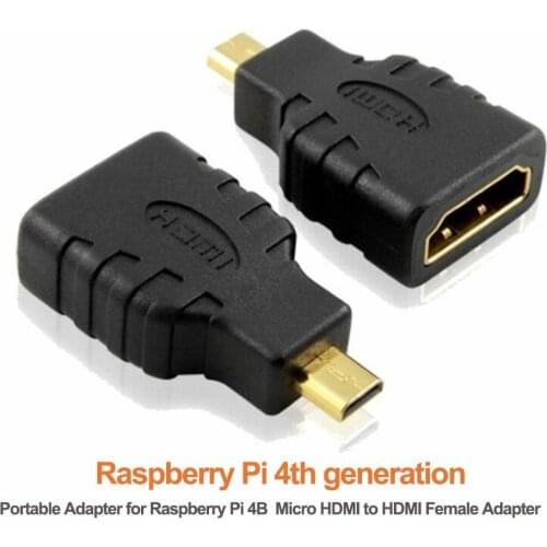 Portable Adapter For Raspberry Pi 4B Micro HDMI To HDMI Female Adapter