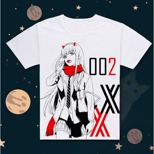 Unisex Anime Cos DARLING in the FRANXX HIRO ZERO TWO ICHIGO Casual Cotton T-Shirt Tee T Shirt