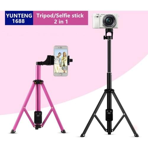 Yunteng Handheld Tripod Self-Portrait Monopod Selfie Stick Bluetooth Remote Control for Camera Phone Gopro