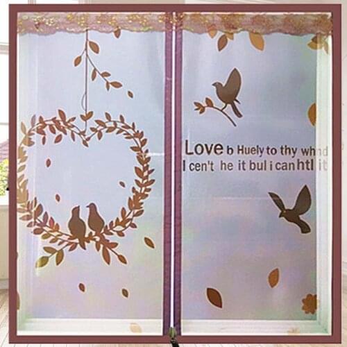 3D Printing Coffee Love Birds Tree Leaves Bedroom Door Window Mesh Screen Zipper Opening Yarn Fly Anti-Mosquito Net Curtain