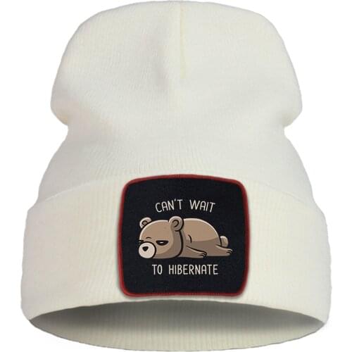 Sleeping Big Bear Letter Printing New Hip Hop Hats Women Autumn Keep Warm Street Men Winter Hat Cotoon Fashion Ski Caps For Boys