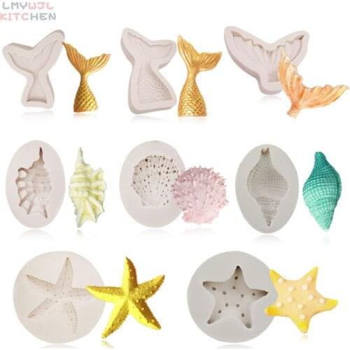 DIY Marine Life Mermaid Shell Conch Mold Chocolate Fudge Cake Silicone Mold Baking Cake Decoration Accessories