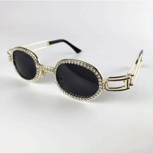 Crystal Over Sunglasses Women 2020 Vintage Brand Designer Diamond Oval Small Frame Sun Glasses Female Oculos Fashion Eyewear