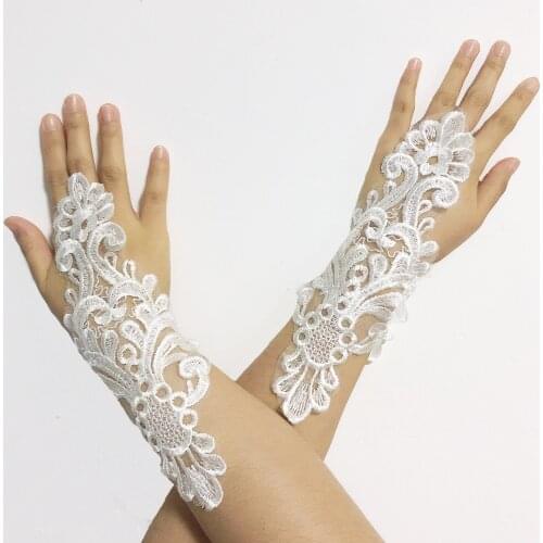 Wedding Bride Gloves Fingerless Long Bridal Gloves Lace Gloves Luva De Noiva Wedding Accessorie Ivory