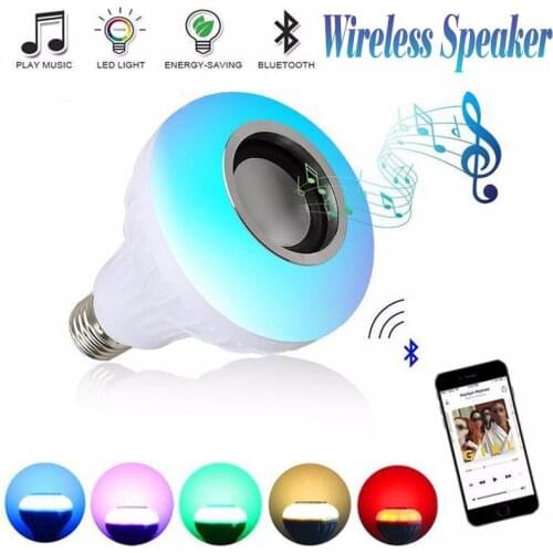 LED E27 Bulb Wireless Bluetooth Speaker+12W RGB Bulb LED Lamp 110V 220V Smart Led Light Music Player Audio with Remote Control