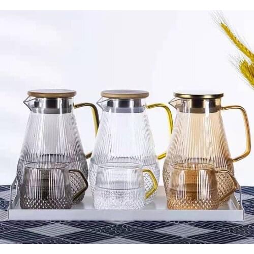Thickened cold kettle glass anti burst Nordic creative household large capacity flower tea kettle drinking glasses