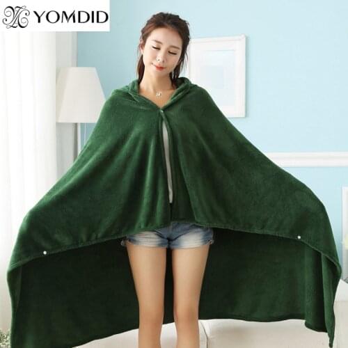 YOMDID Green Wearable Cloak Blanket For Travel Nap Leisure Cloak Cape Cosplay Costume Japanese Style Warm Hooded Blanket