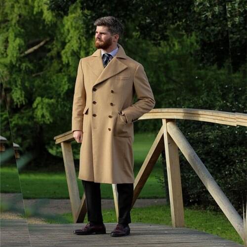 Winter Double Breasted Party Suit Wool Customized Tuxedo Slim Fit Formal Wear Handsome Long Overcoat Woolen Blends Tweed Jacket