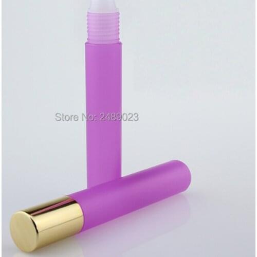 10pcs New 15ml Purple PP Roll on Bottle With Gold/Silver Cap & Roller for Portable Cosmetics Perfume Refillable Bottles