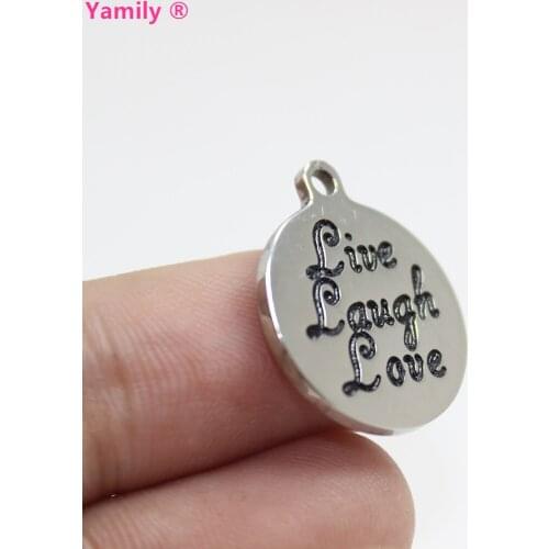 3pcs-- 18mm Live Laugh Love charm Stainless Steel Mirror Live Laugh Love Charm Pendant pj2962