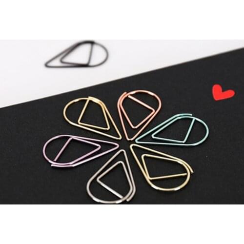 30/50 pcs/Pack Kawaii Drop Shape Paper Clips Gold Silver Colored Bookmark Cute Marking Clip Office Office Shool Stationery