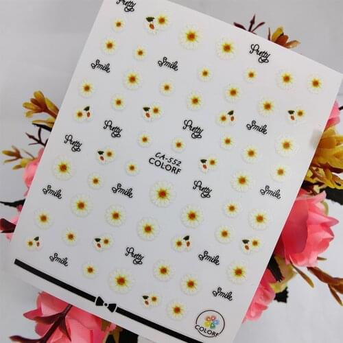 3D Nail Art sticker Peel Off Sliders Daisy Flowers Nail Decoraciones Sticker Foil Self adhesive Design Manicure Accessories