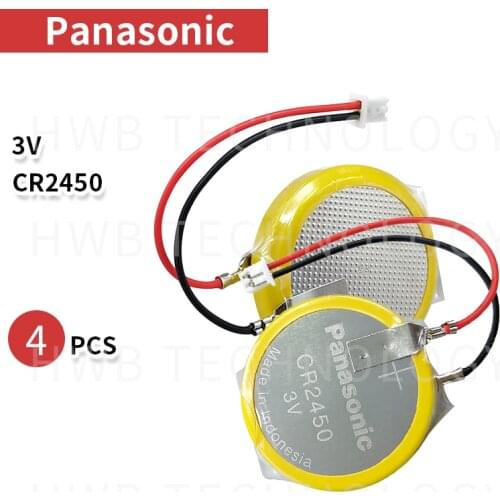 4pcs/lot New Genuine Panasonic CR2450 battery with solder pin plug wire bonders CR 2450 3V AFPX-BATT FP-X Series PLC Batteries
