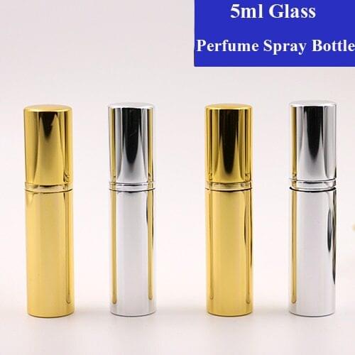 5ml 5/10/15/20/30pcs Light Gold/Silver Metal Perfume Spray Atomizer Bottle Parfum Spary Cosmetic Container Refillable Bottles