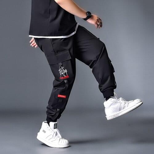 7XL 6XL 5XL Hip Hop Black Harem Pants Men Elastic Waist Punk Pants With Ribbons Casual Slim Jogger Pants Men Hip Hop Trousers