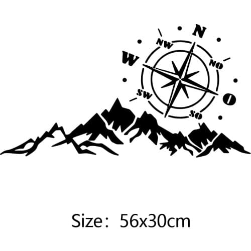 Car Sticker Auto Compass Tree Mountain SUV Off-road RV Camper Car-Styling Vehicle Reflective Decals Sticker Decor Accessories