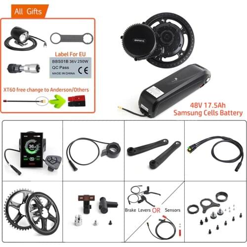 Bafang 48V 750W Mid Drive BBS02B E-BIKE Motor Kits 17.5Ah Samsung Cells Lithium Battery Electric Bicycle Complete Conversion